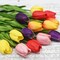 Real Touch Tulips Artificial Flowers – 15 Stems Faux Tulip Bouquet in Gift Box for Wedding, Home Decor, Party, Floral Arrangements (Rainbow Colors)